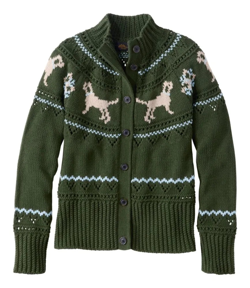 Women's Signature Cotton Fisherman Sweater, Short Cardigan Fair Isle
