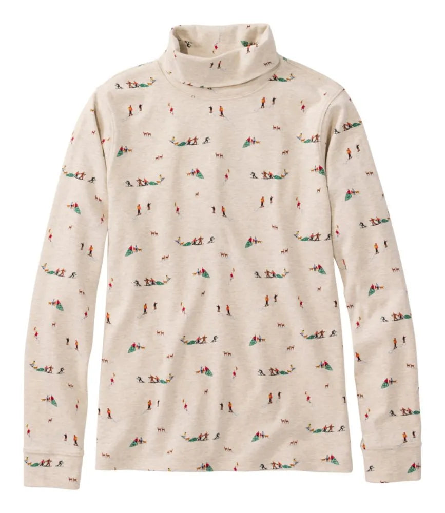 Women's L.L.Bean Interlock Turtleneck, Long-Sleeve Allover Print