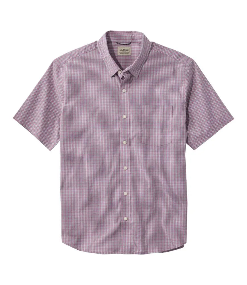 Men's Comfort Stretch Performance® Shirt, Short-Sleeve, Slightly Fitted Untucked Fit, Plaid
