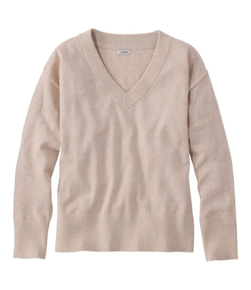 Women's Cotton/Cashmere Sweater, V-Neck