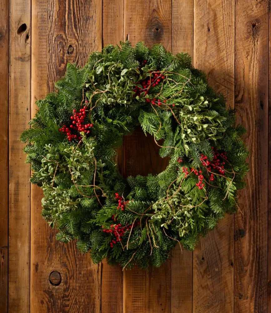 Fresh Winter Foliage Wreath, 24"