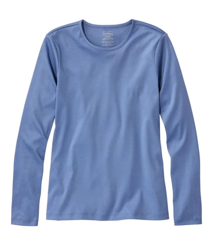 Women's Pima Cotton Tee, Long-Sleeve Crewneck