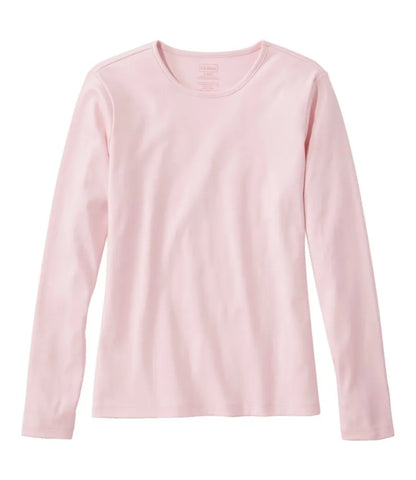 Women's Pima Cotton Tee, Long-Sleeve Crewneck