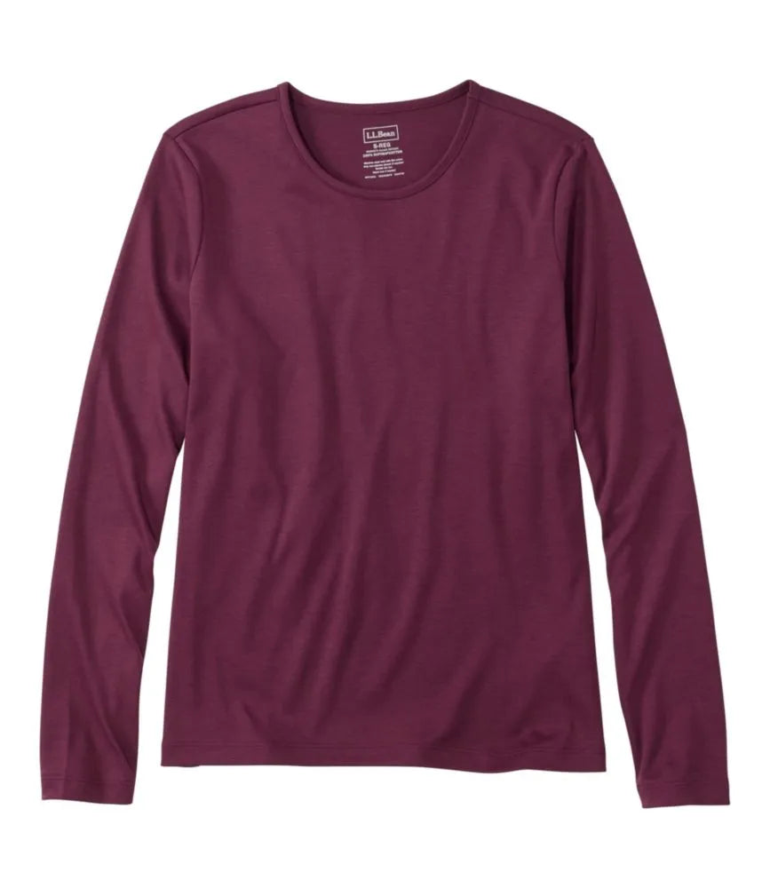 Women's Pima Cotton Tee, Long-Sleeve Crewneck