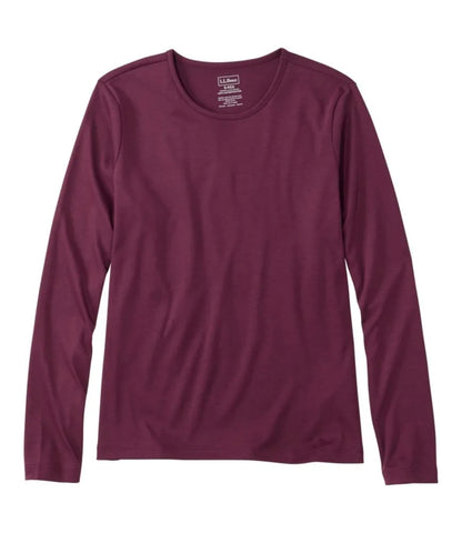 Women's Pima Cotton Tee, Long-Sleeve Crewneck