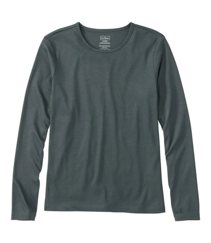 Women's Pima Cotton Tee, Long-Sleeve Crewneck