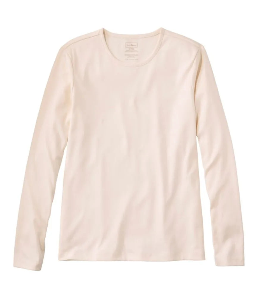 Women's Pima Cotton Tee, Long-Sleeve Crewneck