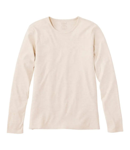 Women's Pima Cotton Tee, Long-Sleeve Crewneck