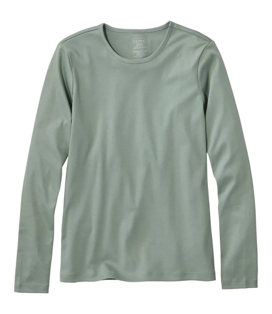 Women's Pima Cotton Tee, Long-Sleeve Crewneck