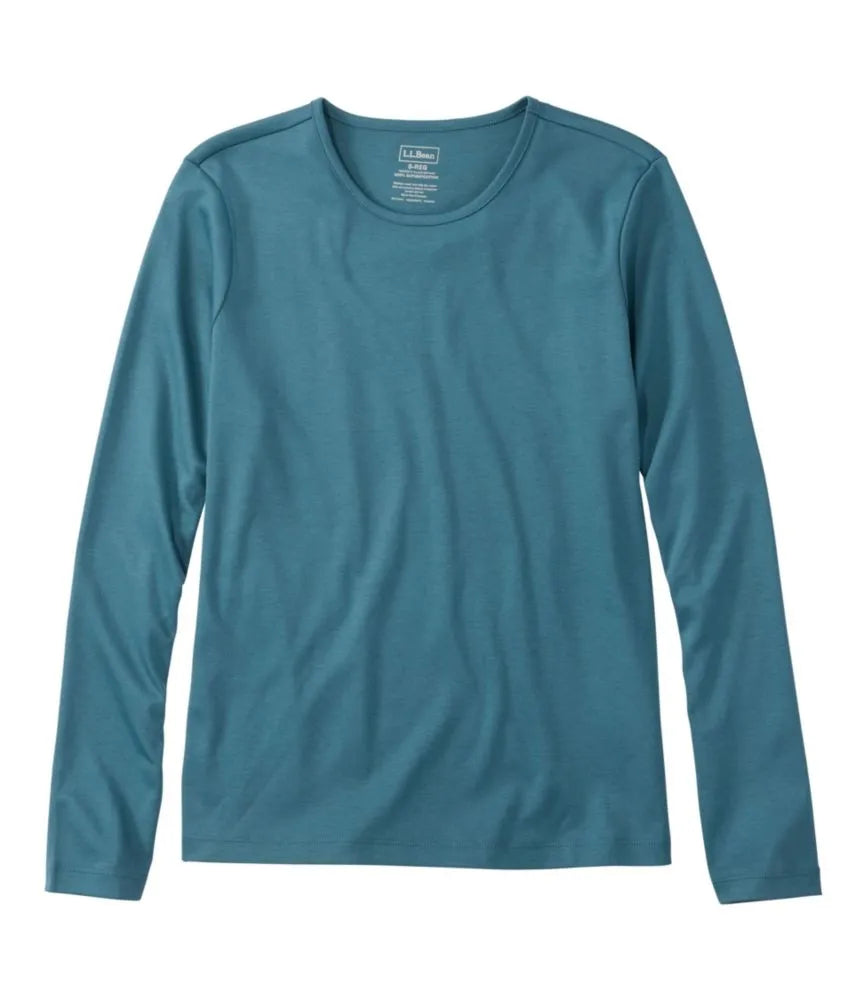 Women's Pima Cotton Tee, Long-Sleeve Crewneck