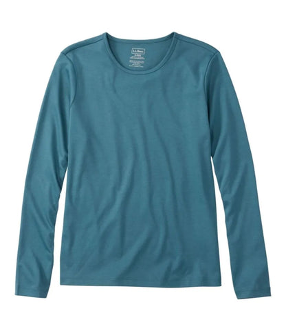 Women's Pima Cotton Tee, Long-Sleeve Crewneck