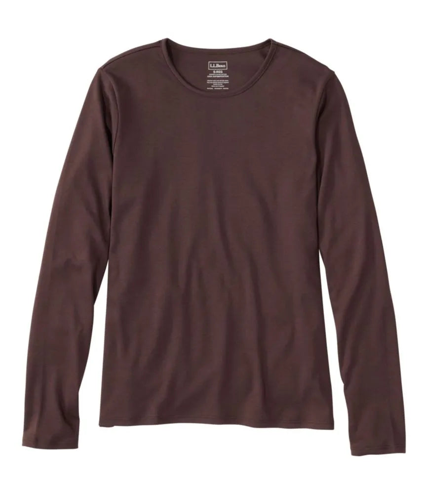 Women's Pima Cotton Tee, Long-Sleeve Crewneck