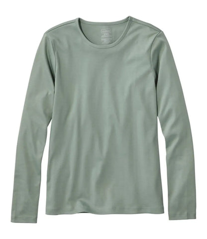Women's Pima Cotton Tee, Long-Sleeve Crewneck