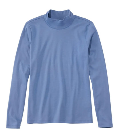 Women's Pima Cotton Tee, Long-Sleeve Mockneck