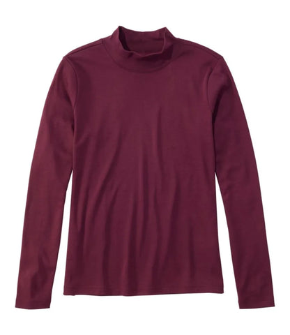 Women's Pima Cotton Tee, Long-Sleeve Mockneck