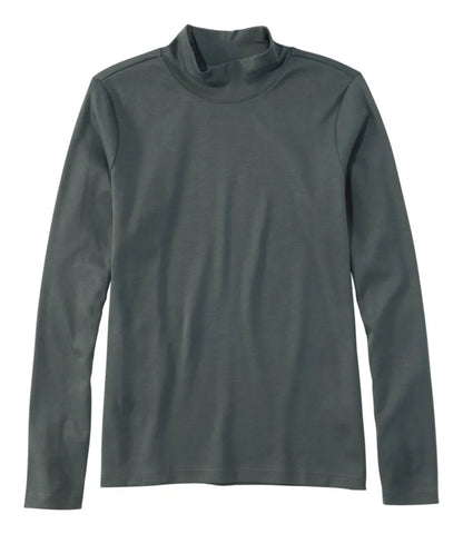 Women's Pima Cotton Tee, Long-Sleeve Mockneck