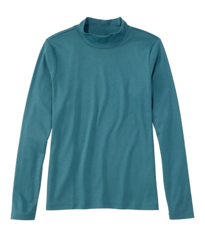 Women's Pima Cotton Tee, Long-Sleeve Mockneck