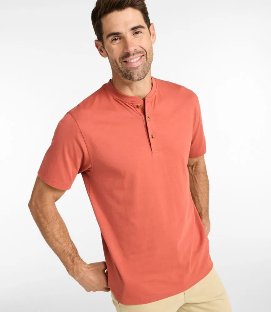 Men's Carefree Unshrinkable Tee, Traditional Fit, Henley