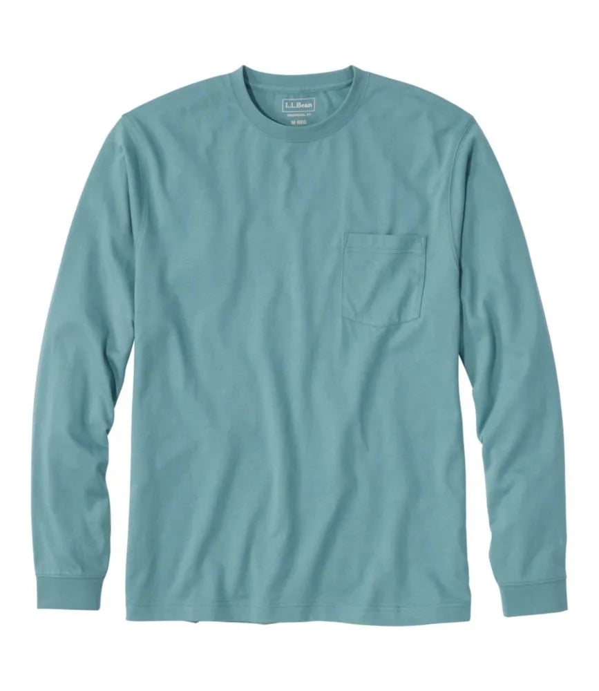 Men's Carefree Unshrinkable Tee with Pocket, Traditional Fit, Long-Sleeve