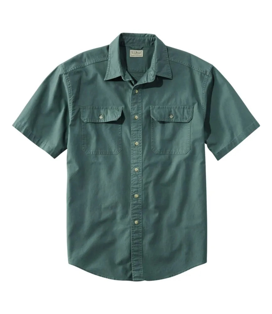 Men's Sunwashed Canvas Shirt, Traditional Fit Short-Sleeve