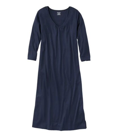 Women's Supima® Cotton Nightgown, V-Neck Three-Quarter-Sleeve
