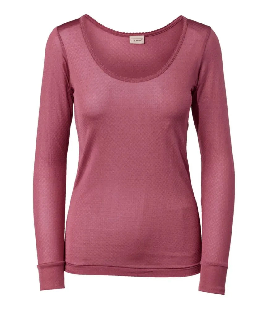 Women's Silk Pointelle, Long-Sleeve Scoopneck