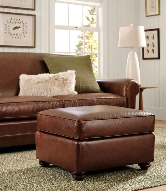 Bean's Leather Lodge Ottoman