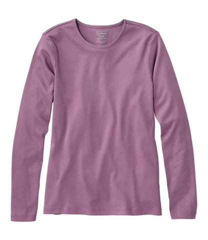Women's Pima Cotton Tee, Long-Sleeve Crewneck