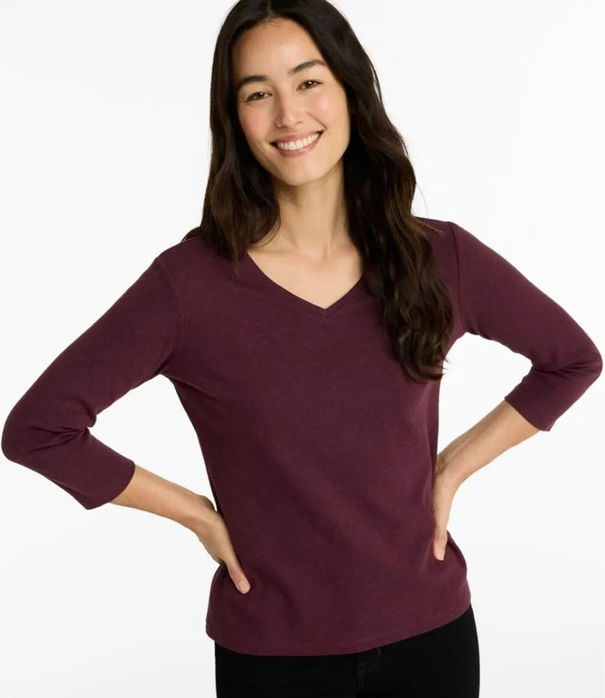 Women's L.L.Bean V-Neck, Three-Quarter-Sleeve