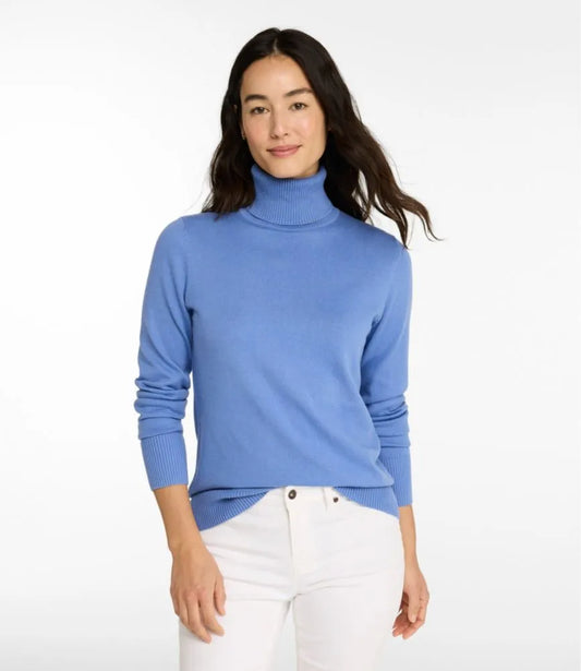 Women's Cotton/Cashmere Sweater, Turtleneck