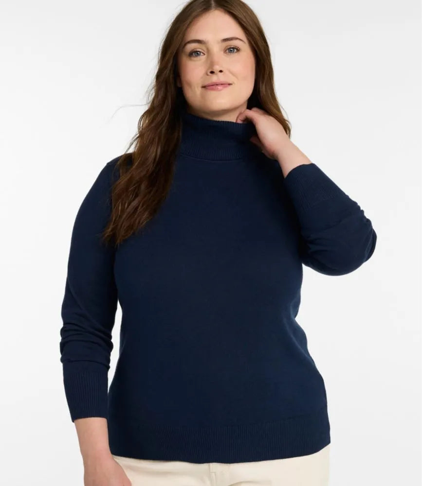 Women's Cotton/Cashmere Sweater, Turtleneck