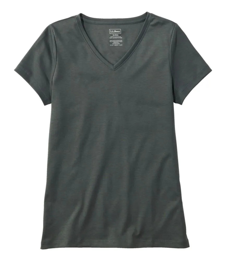 Women's Pima Cotton Shaped V-Neck, Short-Sleeve
