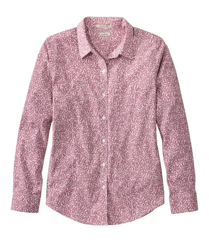 Women's Wrinkle-Free Pinpoint Oxford Shirt, Relaxed Fit Long-Sleeve Print