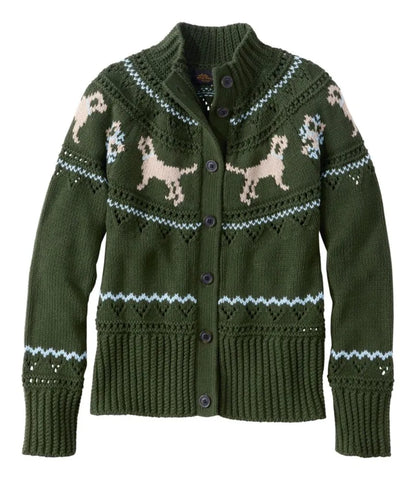 Women's Signature Cotton Fisherman Sweater, Short Cardigan Fair Isle