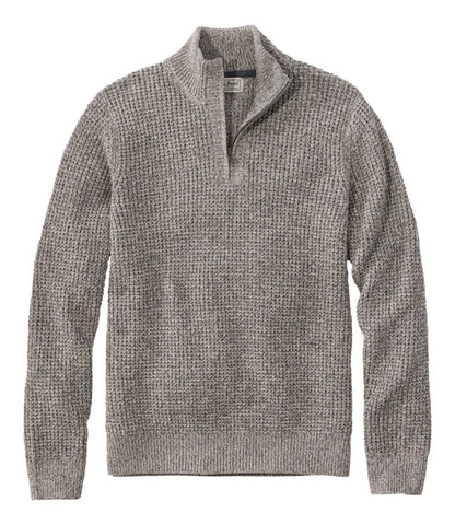 Men's Organic Cotton Waffle Sweater, Quarter Zip
