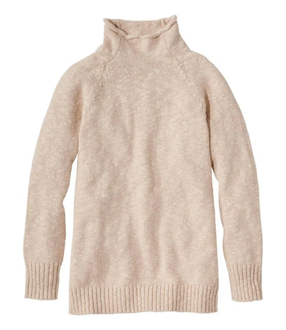 Women's Cotton Ragg Sweater, Funnelneck Pullover