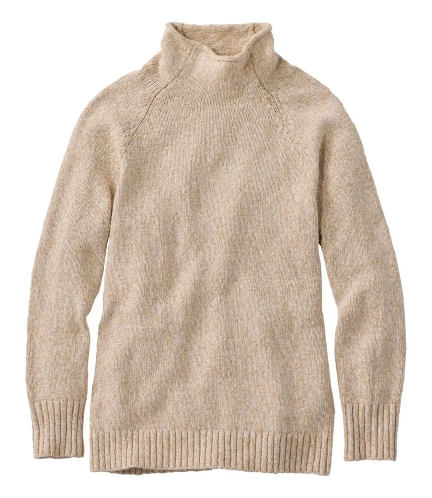 Women's Cotton Ragg Sweater, Funnelneck Pullover