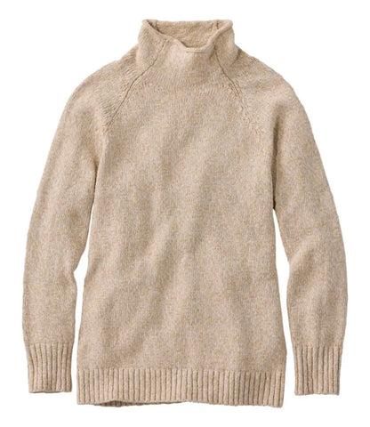 Women's Cotton Ragg Sweater, Funnelneck Pullover