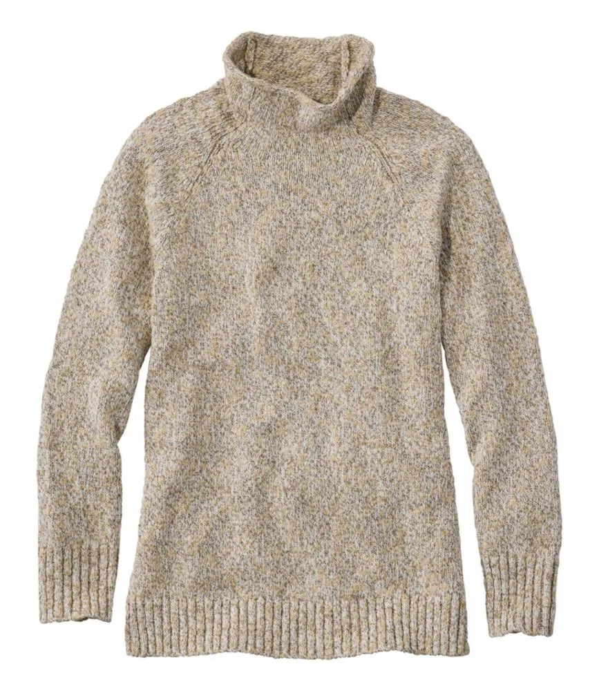 Women's Cotton Ragg Sweater, Funnelneck Pullover