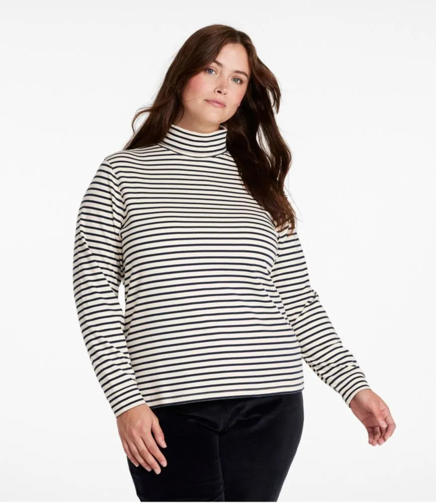 Women's L.L.Bean Interlock Turtleneck, Long-Sleeve Stripe