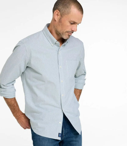 Men's Comfort Stretch Oxford Shirt, Traditional Untucked Fit, Stripe