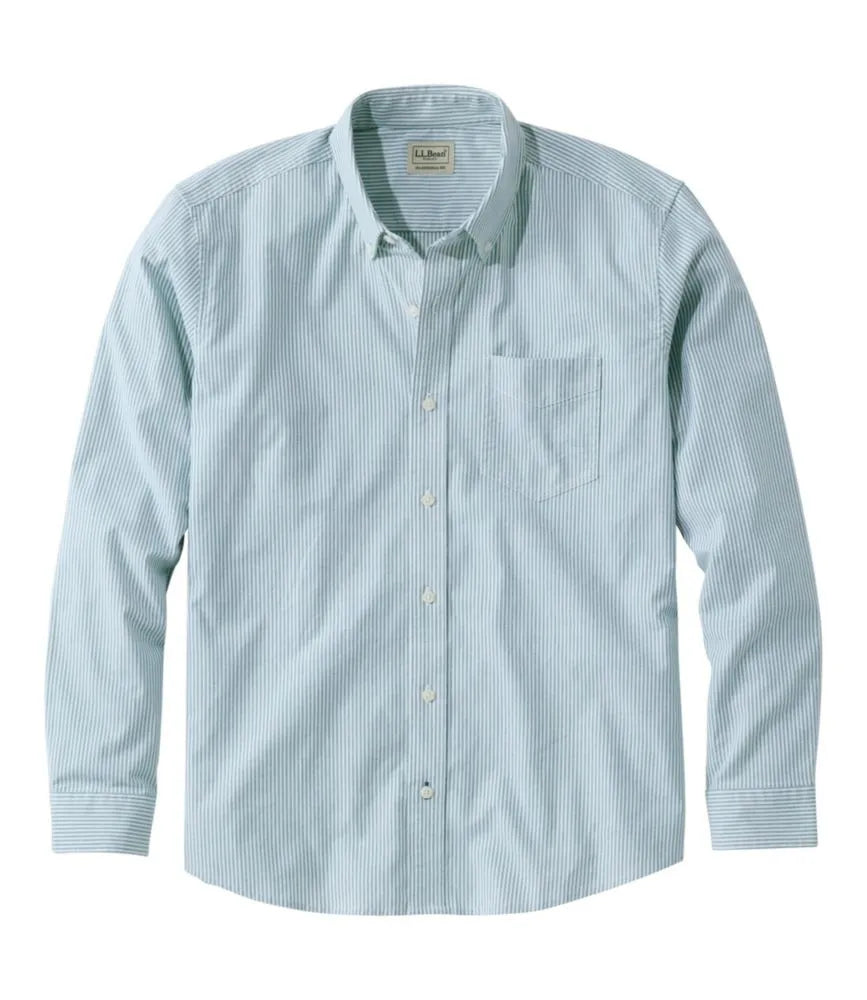 Men's Comfort Stretch Oxford Shirt, Traditional Untucked Fit, Stripe