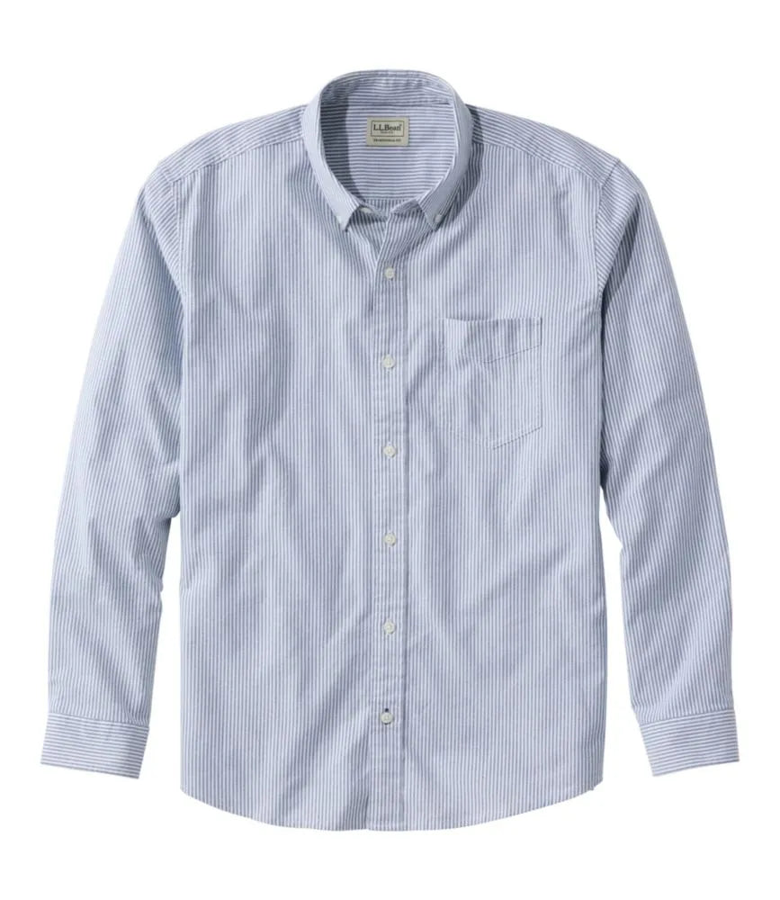 Men's Comfort Stretch Oxford Shirt, Traditional Untucked Fit, Stripe