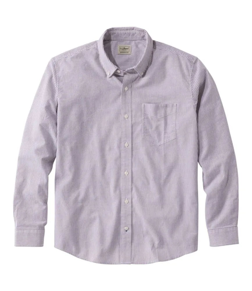Men's Comfort Stretch Oxford Shirt, Traditional Untucked Fit, Stripe