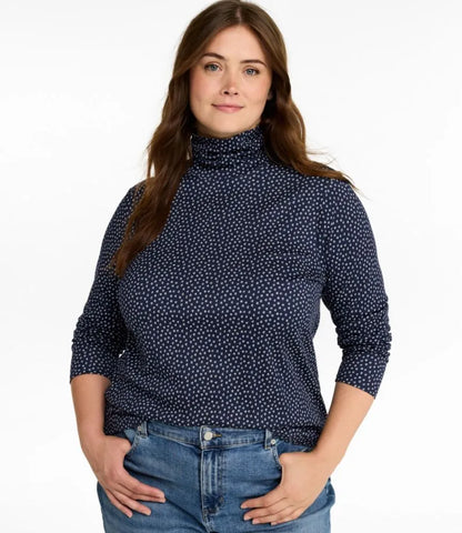 Women's Pima Cotton Turtleneck, Long-Sleeve Print