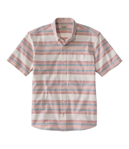 Men's Comfort Stretch Chambray Shirt, Traditional Untucked Fit, Short-Sleeve, Stripe