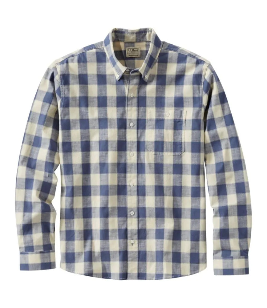 Men's Comfort Stretch® Chambray Shirt, Traditional Untucked Fit, Long-Sleeve, Print
