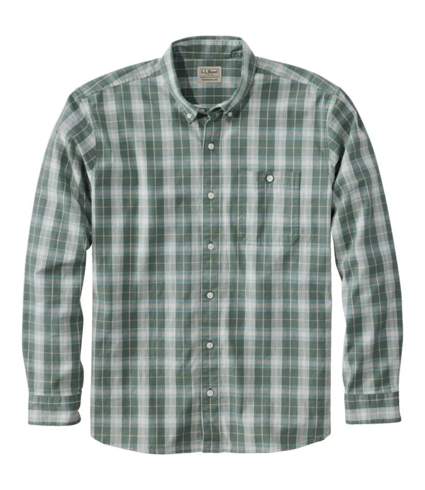 Men's Comfort Stretch® Chambray Shirt, Traditional Untucked Fit, Long-Sleeve, Print