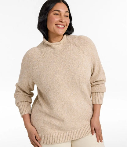 Women's Cotton Ragg Sweater, Funnelneck Pullover
