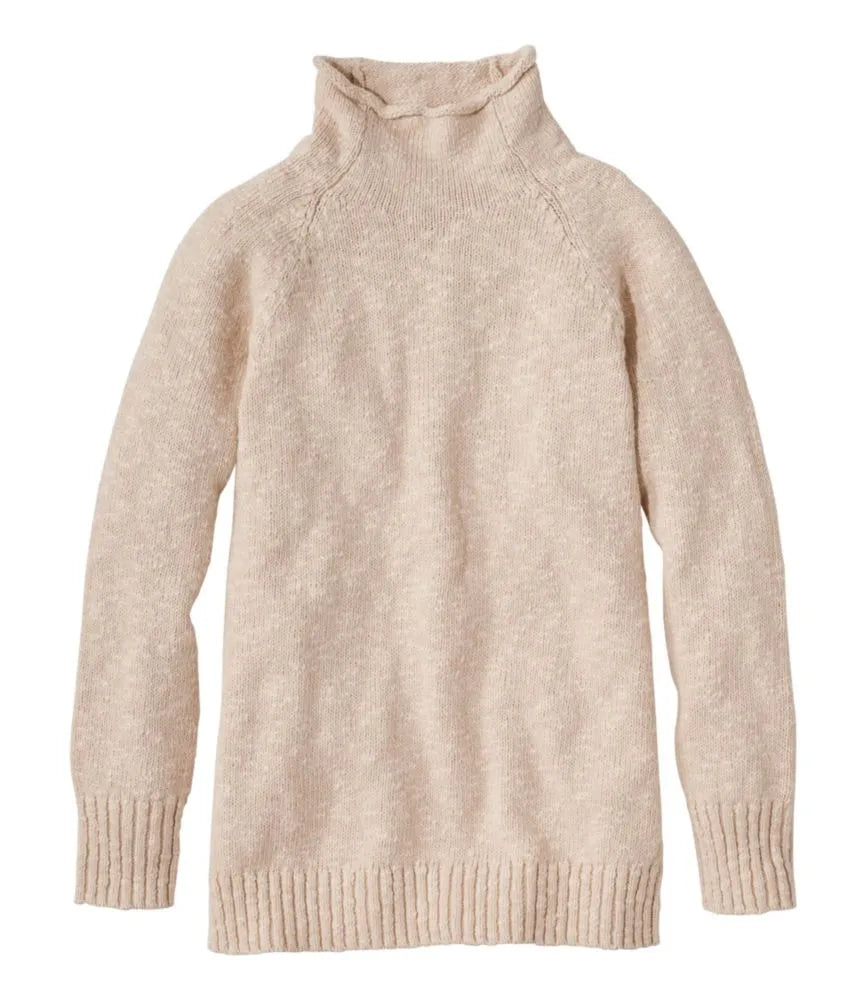 Women's Cotton Ragg Sweater, Funnelneck Pullover